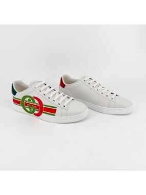 Gucci Ace Interlocking GG Web Stripe Sneakers White Size 36.5 US 6.5 Women's